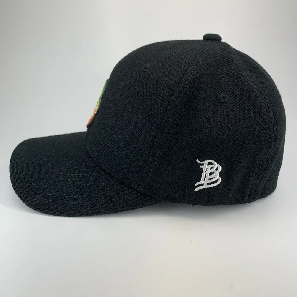 Leprechaun Patch Hat Black Branded Bills S-M Flexfit Stretch Baseball Cap